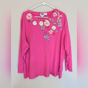 Diane Gilman Pink shirt with satin flowers